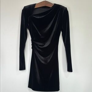 Zara Limited Edition Draped Black Velvet Dress